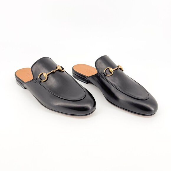Gucci Princetown Horsebit Loafer Mule EU 36.5 US 6.5 Black Leather Slip On Flat - Picture 1 of 13